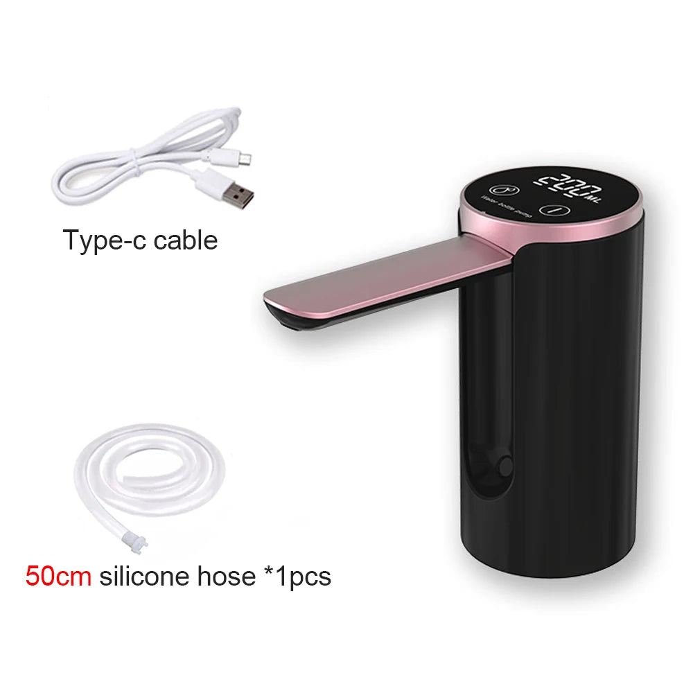pink black foldable water pump type-c cable charger
