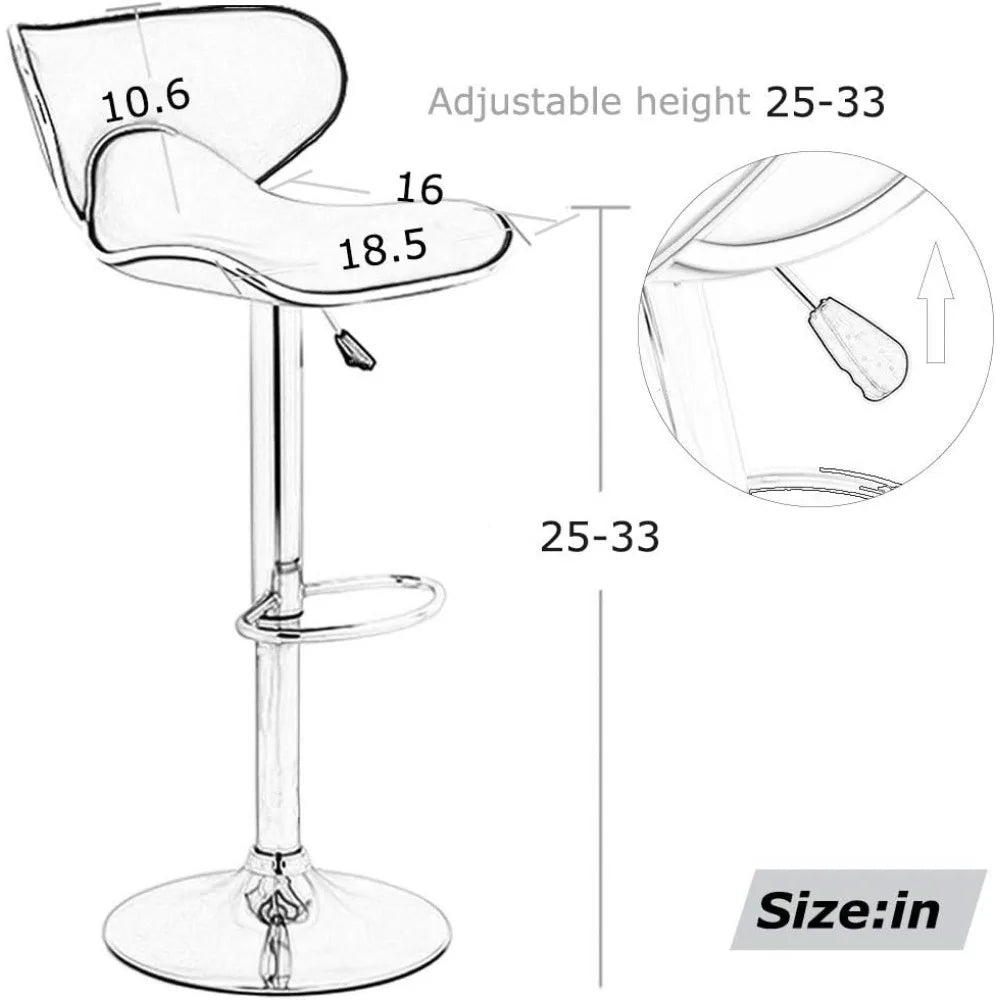 Set of 2 Leather Swivel Bar Stools with Adjustable Counter Height