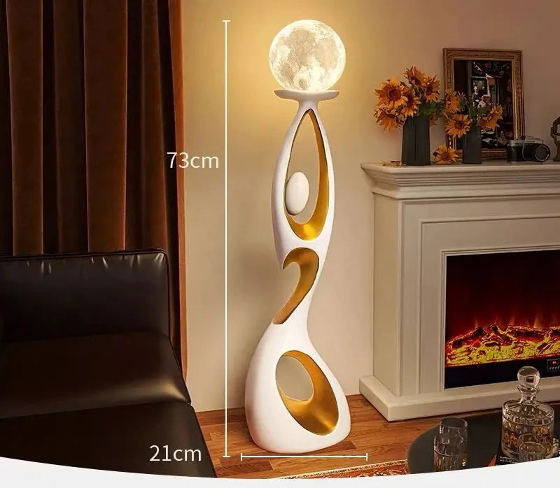 Luxury LED Resin Sculpture Floor Lamp – Artistic Home Décor Light c