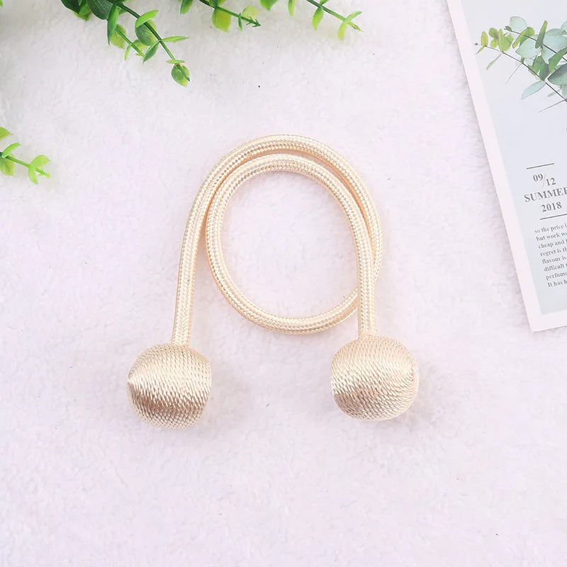 Magnetic Ball Curtain Tie Backs – Strong Hold, No Drilling, Stylish Rope Design