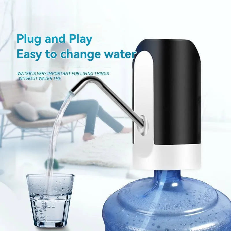 black portable water pump, glass of water