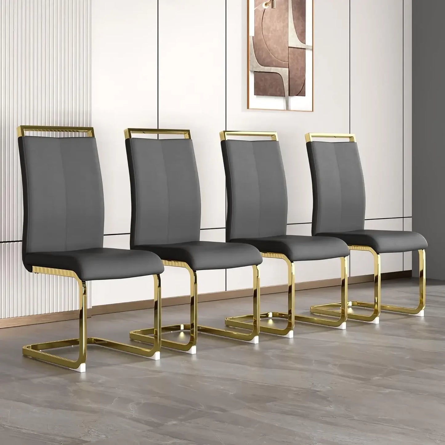 Set of 8 Sturdy Chrome Leather Dining Chairs