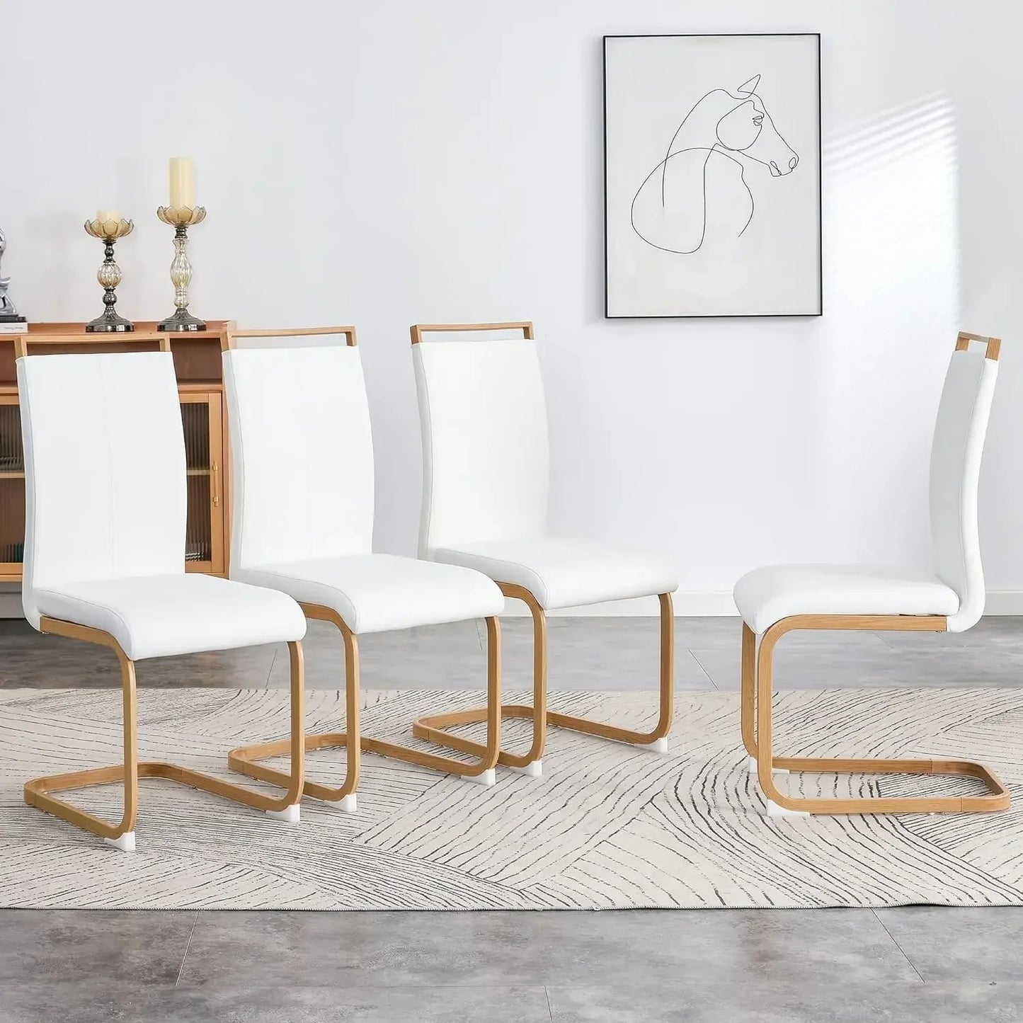 Set of 8 Sturdy Chrome Leather Dining Chairs