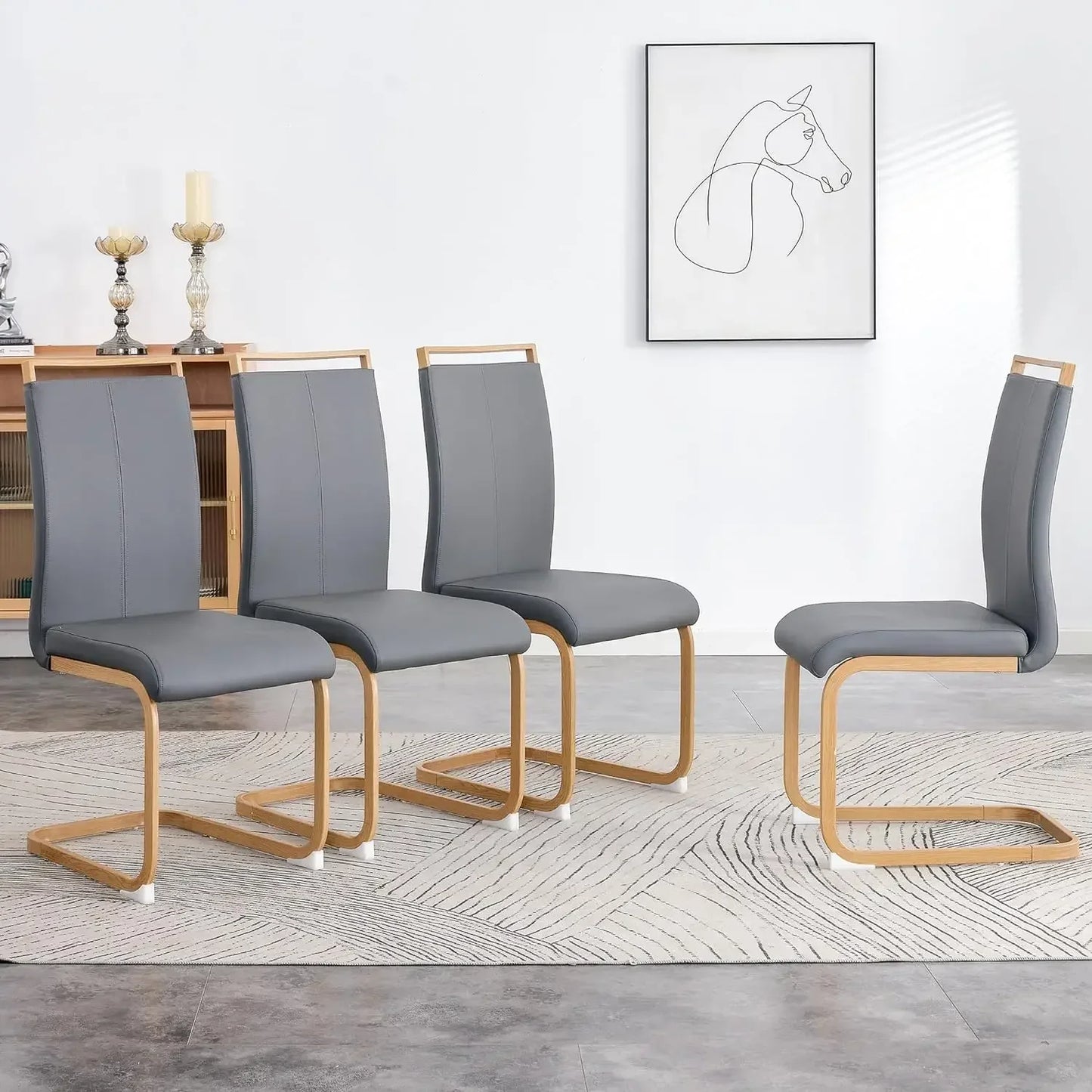 Set of 8 Sturdy Chrome Leather Dining Chairs