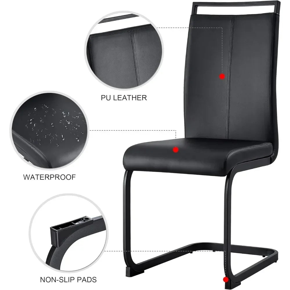 Set of 8 Sturdy Chrome Leather Dining Chairs