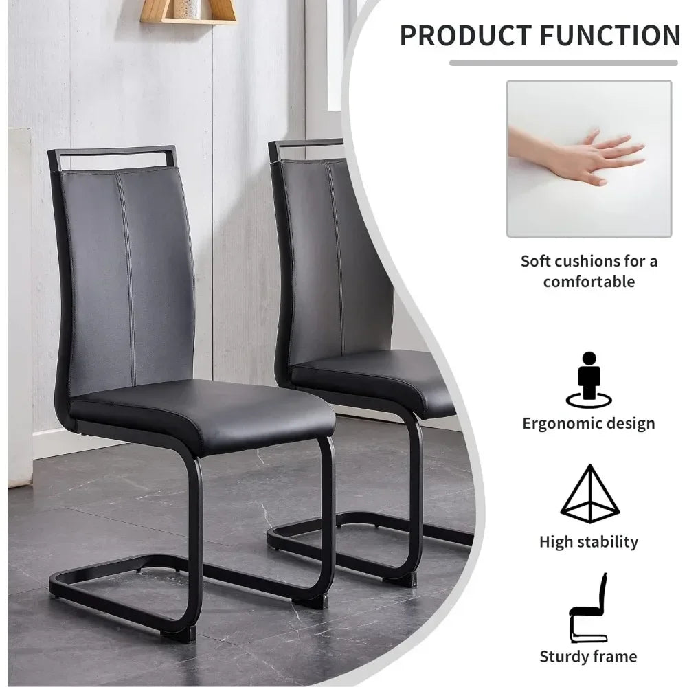 Set of 8 Sturdy Chrome Leather Dining Chairs
