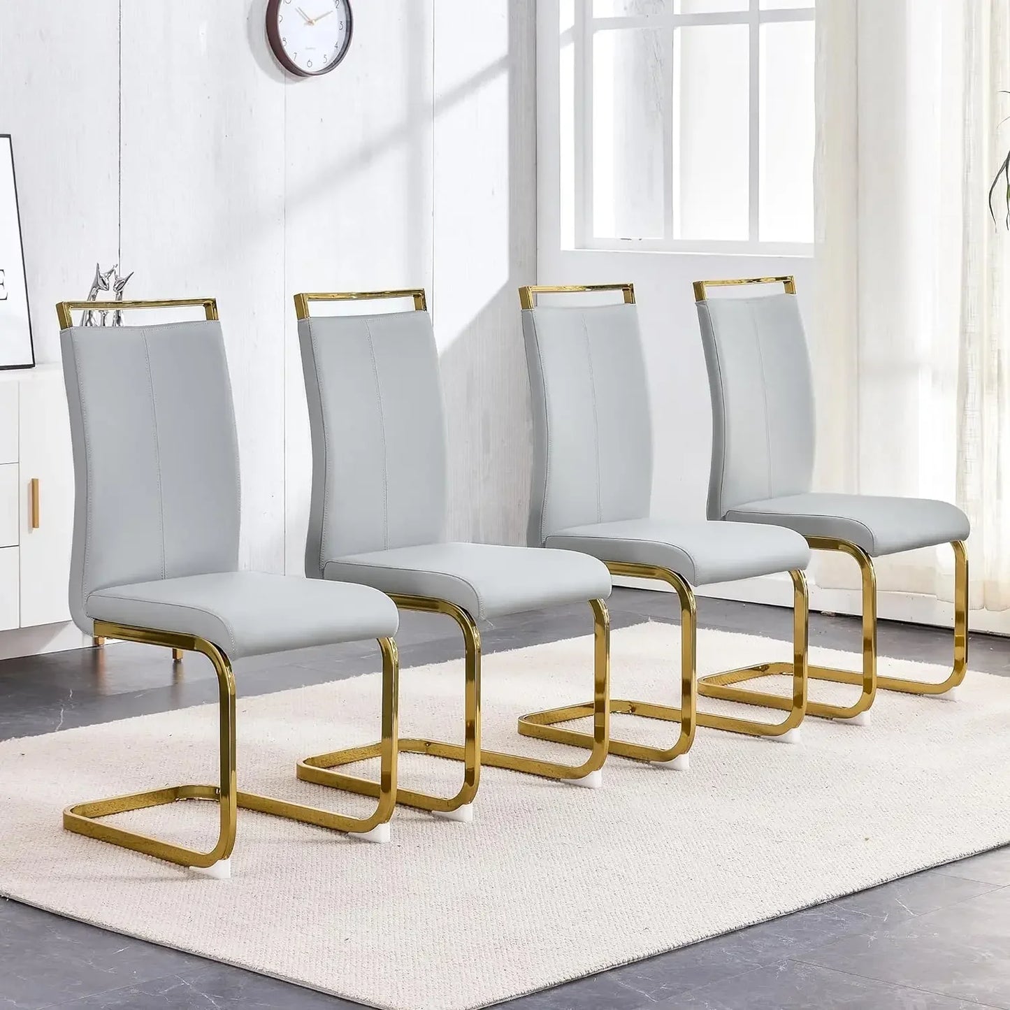 Set of 8 Sturdy Chrome Leather Dining Chairs