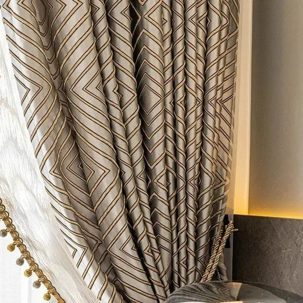 Gray Diamond Jacquard Blackout Curtain