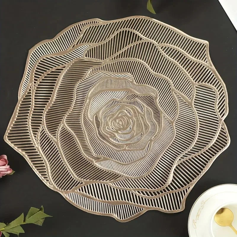 Waterproof PVC Round Placemats – Bronzing Non-Slip Dining Set (4/6pcs)