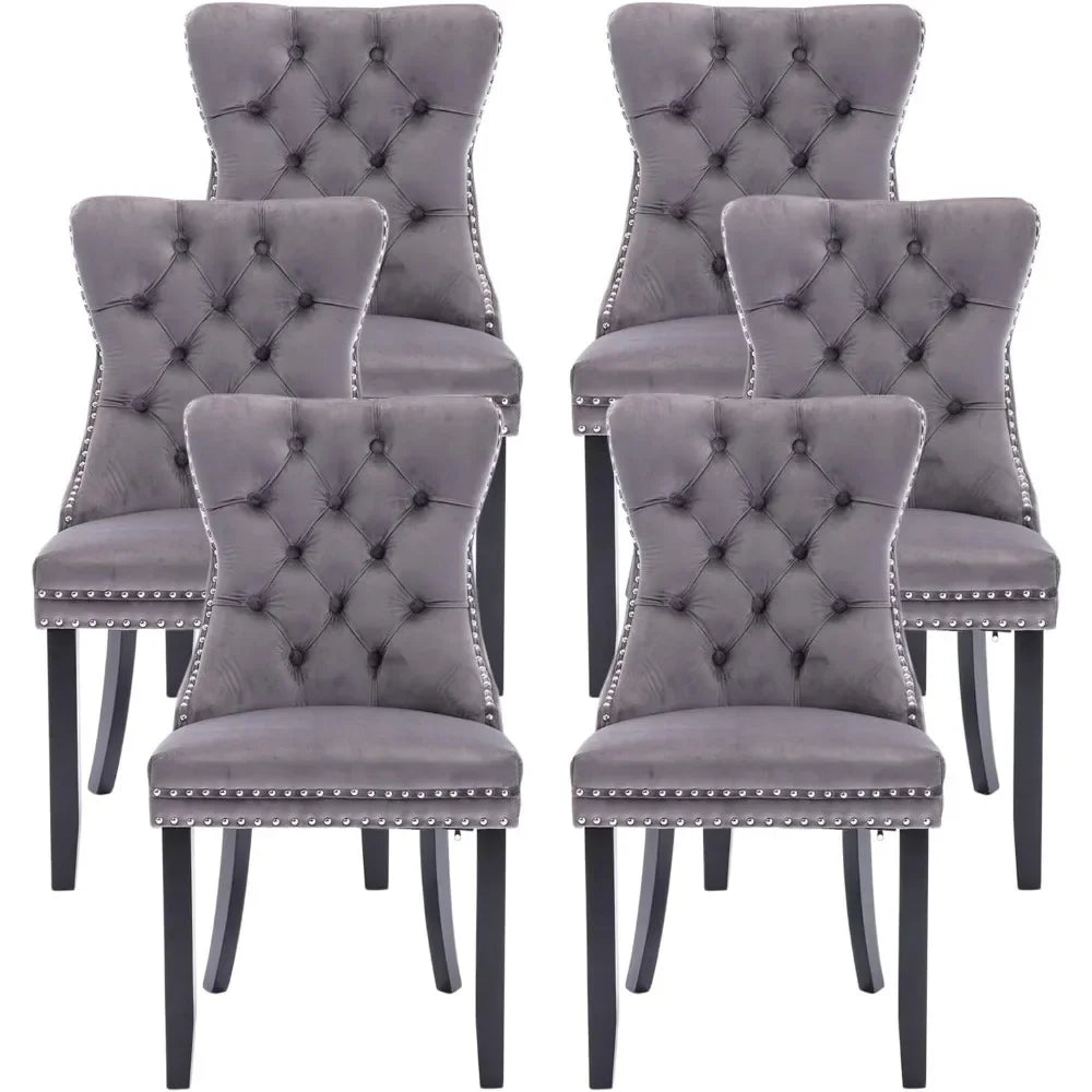 Velvet Tufted Dining Chairs Set of 6