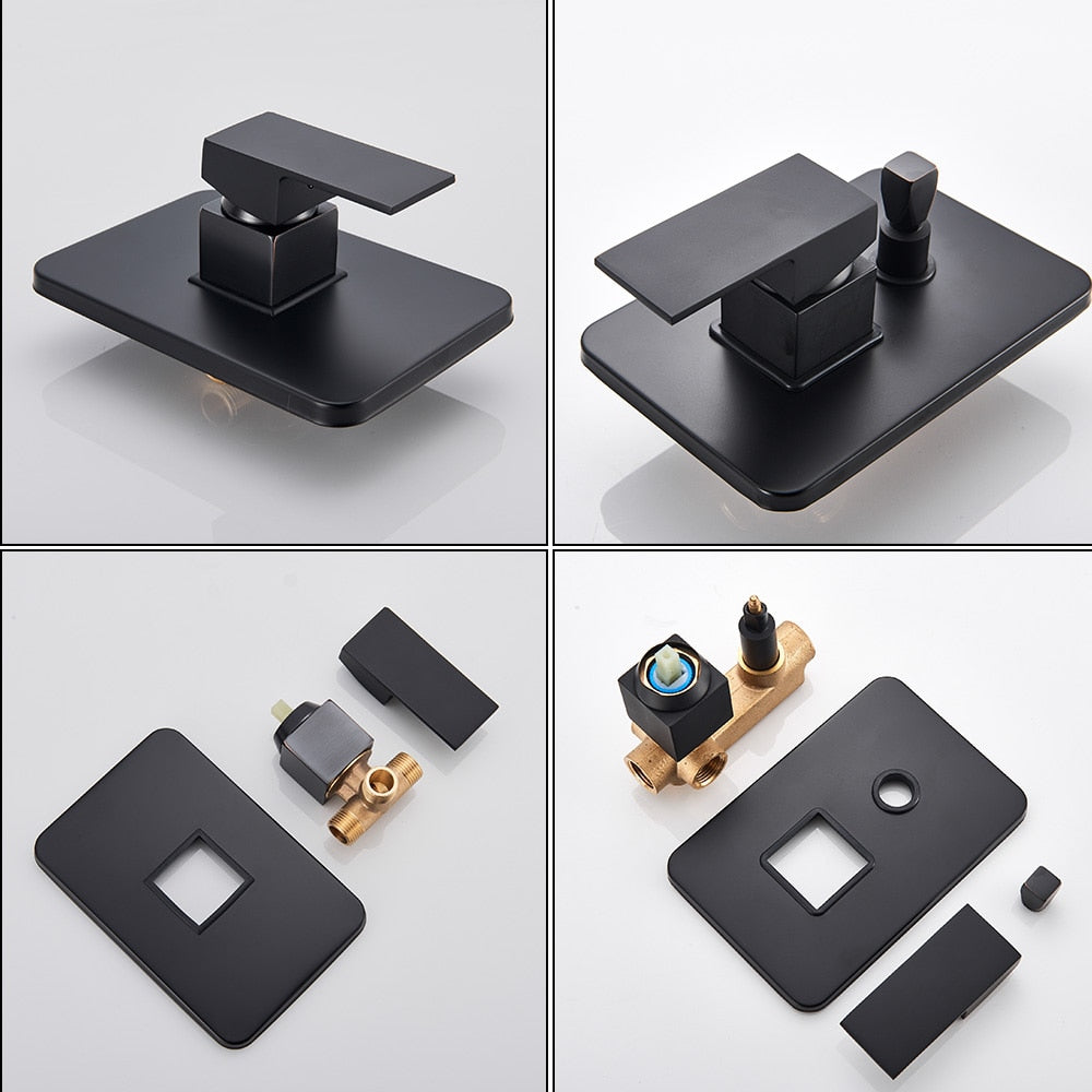 Black Shower Wall Mounted Faucet Mixer