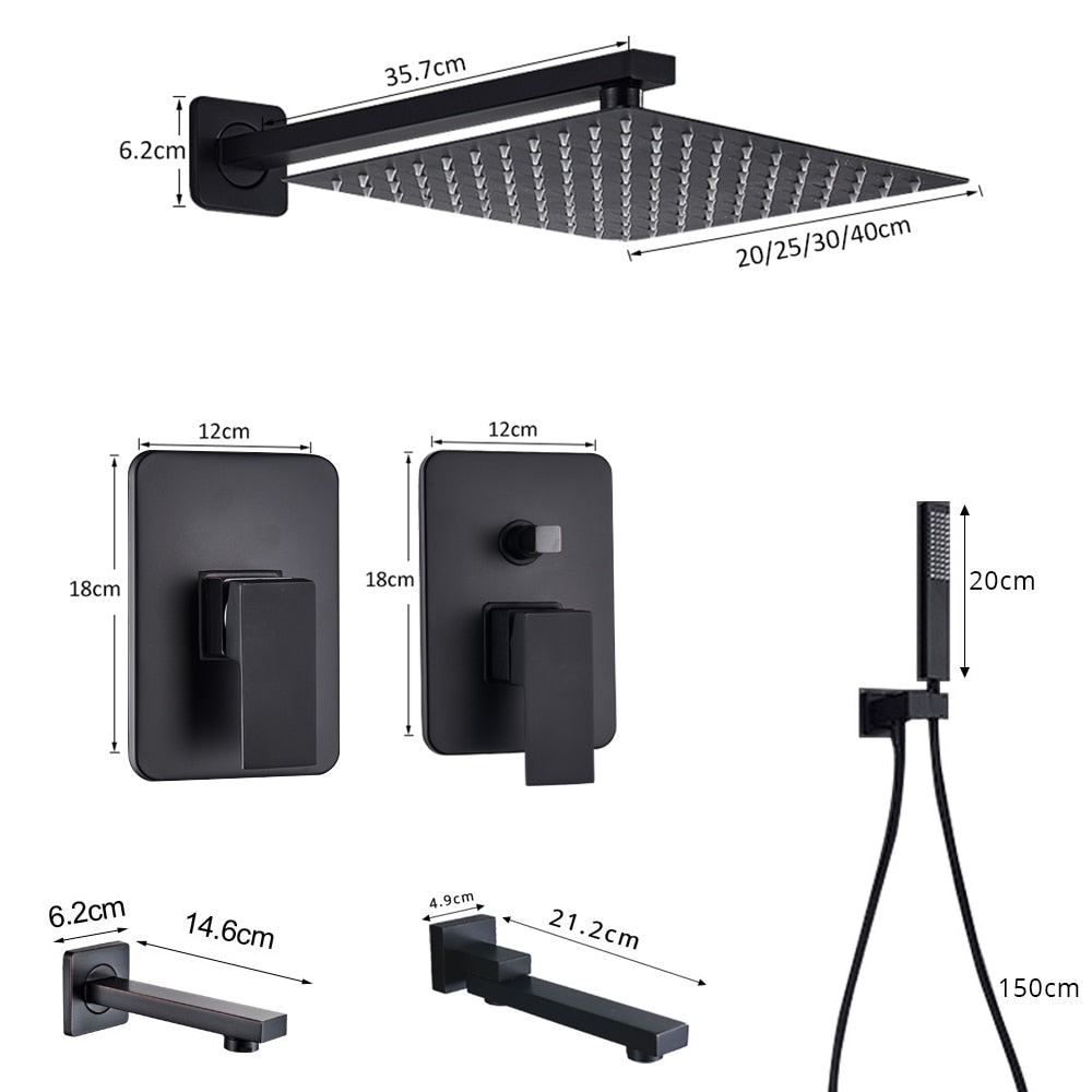 Black Shower Wall Mounted Faucet Mixer