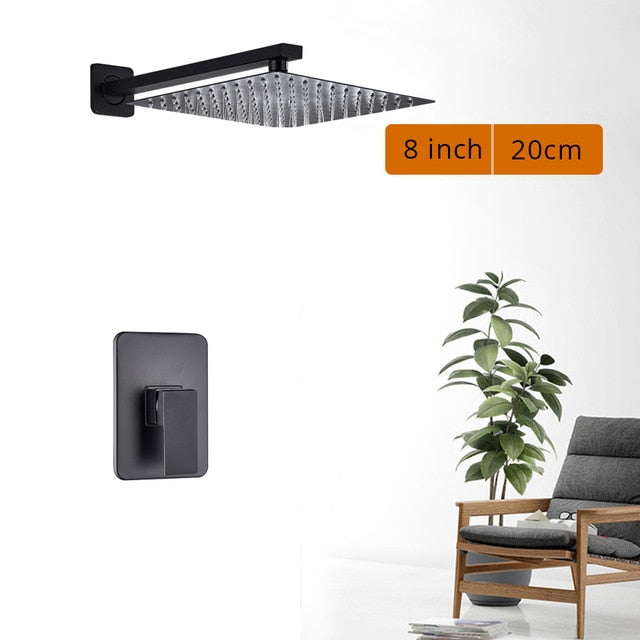 Black Shower Wall Mounted Faucet Mixer