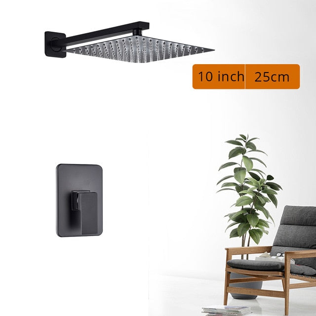 Black Shower Wall Mounted Faucet Mixer