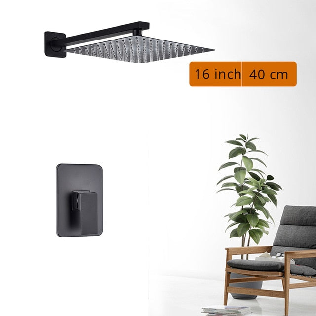 Black Shower Wall Mounted Faucet Mixer