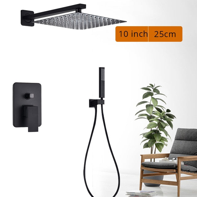 Black Shower Wall Mounted Faucet Mixer