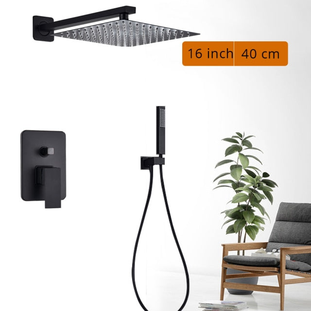 Black Shower Wall Mounted Faucet Mixer