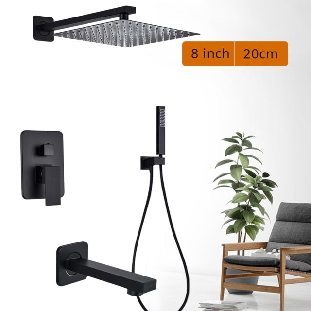 Black Shower Wall Mounted Faucet Mixer
