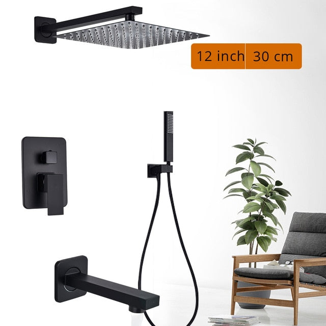 Black Shower Wall Mounted Faucet Mixer