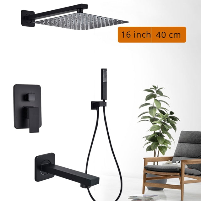 Black Shower Wall Mounted Faucet Mixer