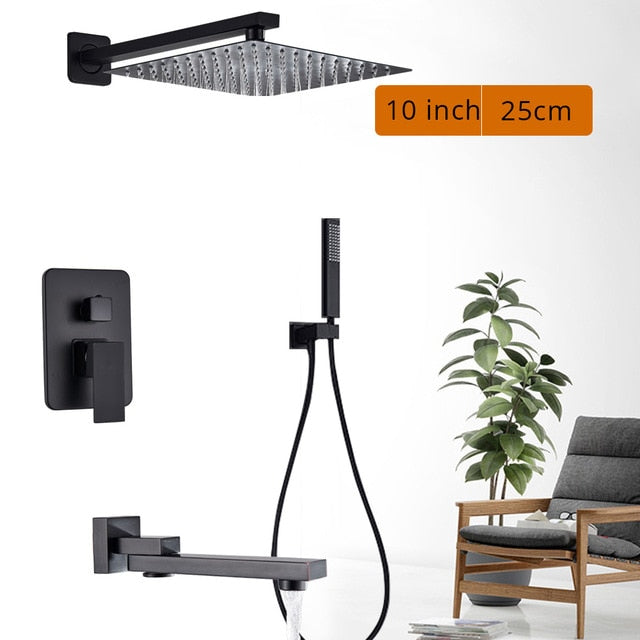 Black Shower Wall Mounted Faucet Mixer