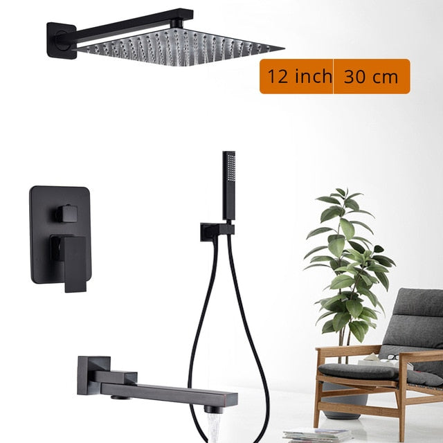 Black Shower Wall Mounted Faucet Mixer