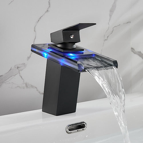 LED Glass Widespread Faucet
