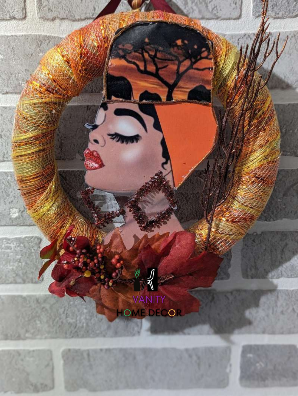 Handmade Orange Lady Wreath