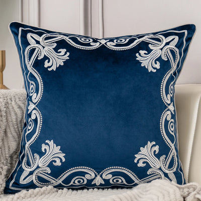 Luxury European Flowers Embroidery Throw Pillow Case