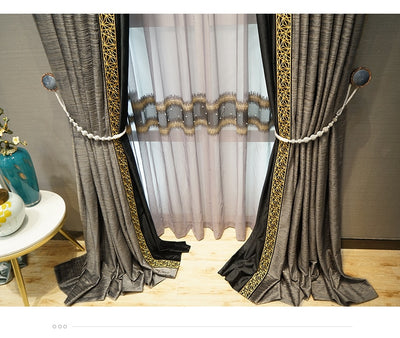 Blackout Luxury Tulle Grey Curtain