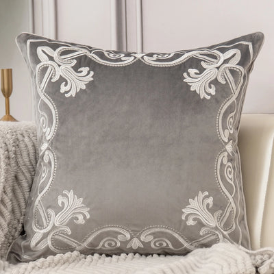Luxury European Flowers Embroidery Throw Pillow Case