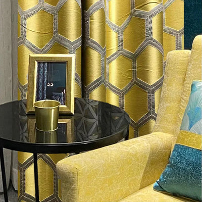 Gold Geometric Pattern Blackout Curtain