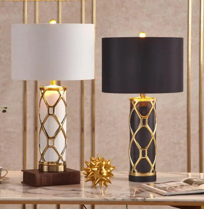 Modern White Ceramic Table Lamp – Remote-Controlled Decorative Lighting