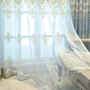 Embroidery Blue Tulle Curtain