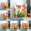 Pink Tulip Floral Decorative Pillow Cover