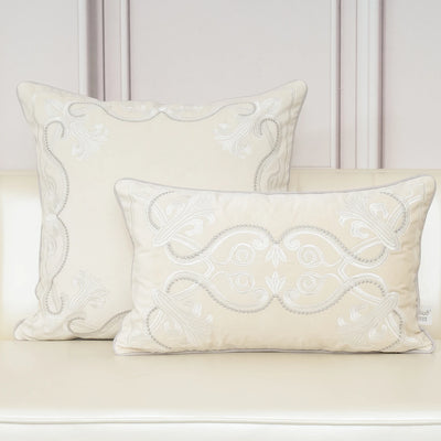 Luxury European Flowers Embroidery Throw Pillow Case