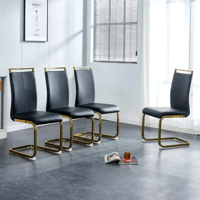 Set of 8 Sturdy Chrome Leather Dining Chairs