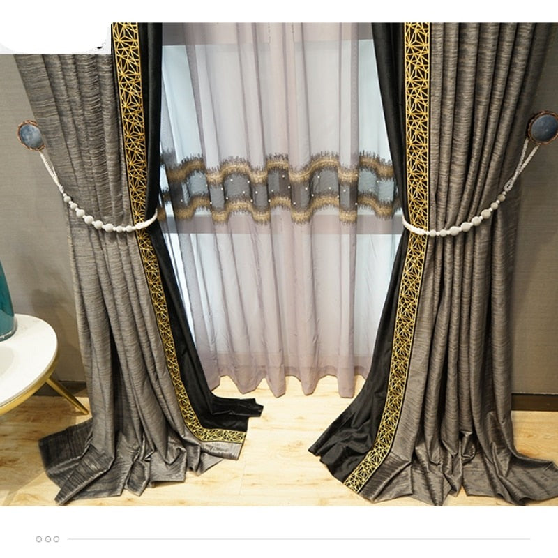 Blackout Luxury Tulle Grey Curtain