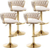Velvet Bar Stools with Low Back and Swivel – Gold Upholstery for Kitchen Island and Bar