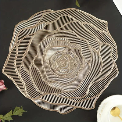 Waterproof PVC Round Placemats – Bronzing Non-Slip Dining Set (4/6pcs)