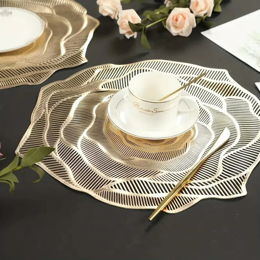 Waterproof PVC Round Placemats – Bronzing Non-Slip Dining Set a