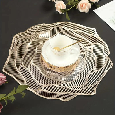 Waterproof PVC Round Placemats – Bronzing Non-Slip Dining Set b