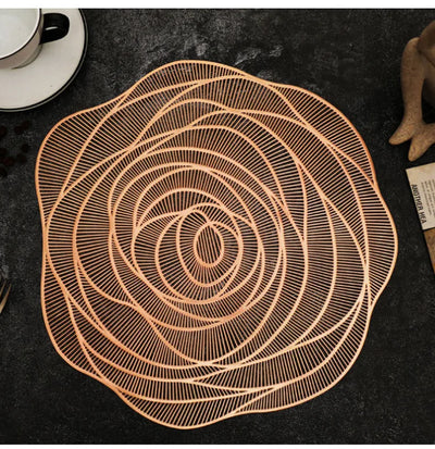 Waterproof PVC Round Placemats – Bronzing Non-Slip Dining Set g