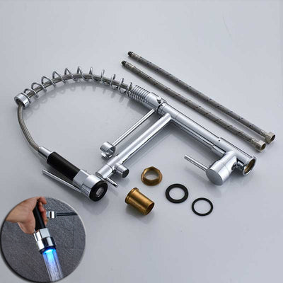 LED Pull Down Dual Spout Kitchen Faucet