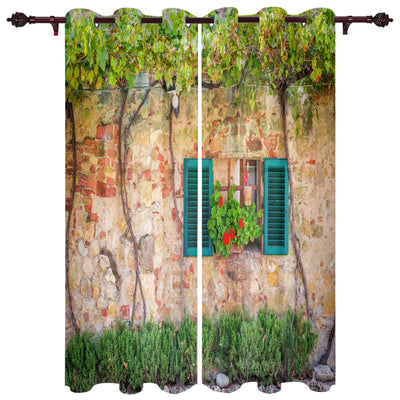 Window Street Flowers Curtain