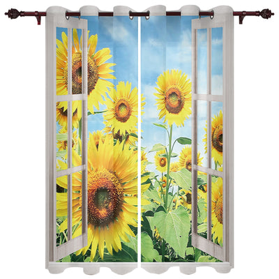 Window Street Flowers Curtain