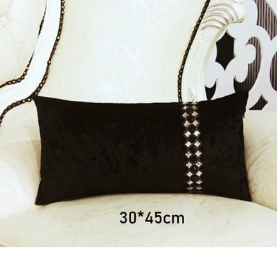 Luxury Black Velvet Crystal Throw Pillow