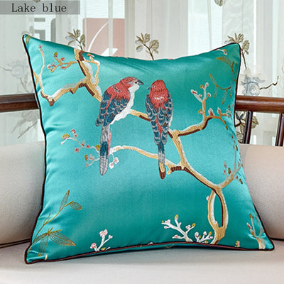 Love Birds Chinese Embroidered Pillow Cover