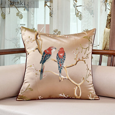 Love Birds Chinese Embroidered Pillow Cover