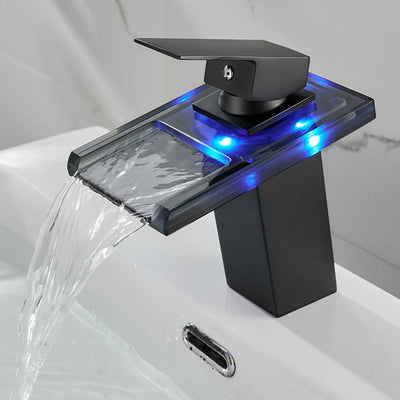 LED Glass Widespread Faucet